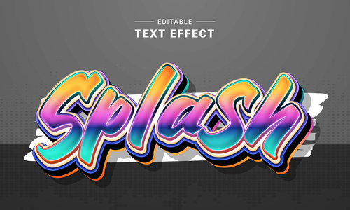 Splash 3d editable text style effect vector
