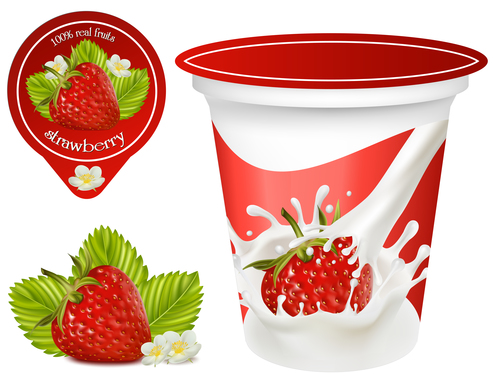 Strawberry yogurt vector illustration