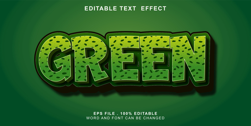 Text effect editable green vector