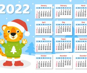 Tiger year cover calendar 2022 vector