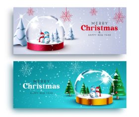 Two Christmas greeting card banners vector