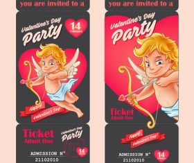 Valentine party ticket admit banner vector