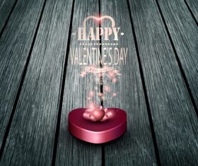 Valentines Day gift vector on wooden wall background
