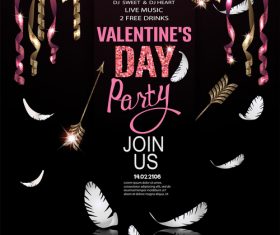Valentines party banner with serpentine feathers and arrows vector