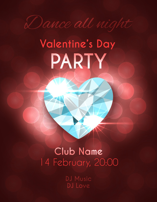 Valentines party poster design vector
