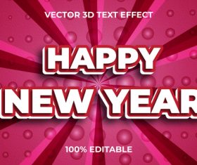 Vector 3d happy new year text effect