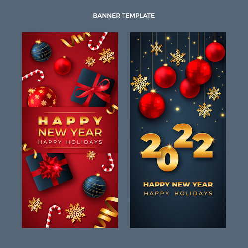 Vertical banners2022 new year vector