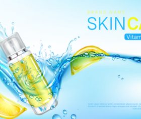 Vitamin toner banner cosmetics bottle water vector