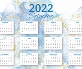 Watercolor 2022 calendar template vector