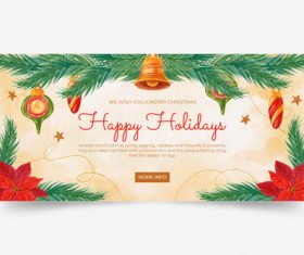 Watercolor happy holidays banner vector
