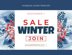 Watercolor winter social media cover template vector