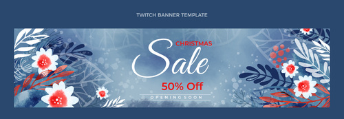 Watercolor winter twitch banner vector