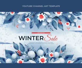 Watercolor winter youtube channel art vector