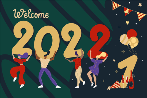 Welcome 2022 new year illustration vector