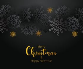 White snowflakes new year card vector on black background