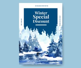 Winter sales hand drawn posters vector