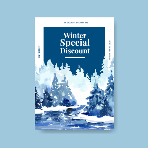 Winter sales hand drawn posters vector