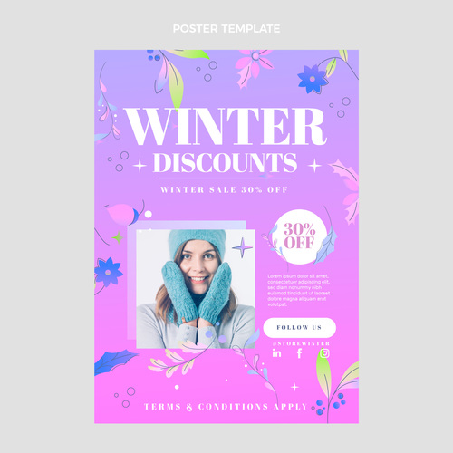 Winter vertical poster template vector