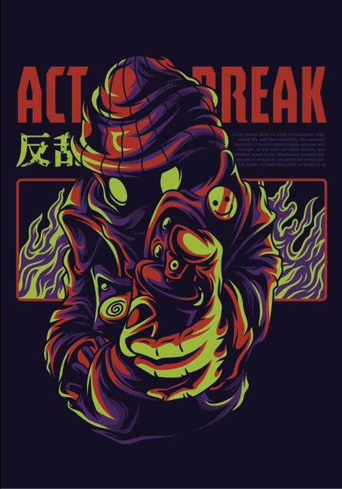 Act break vector T-Shirt illustrations