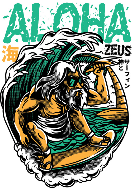 Aloha zeus vector T-Shirt illustrations