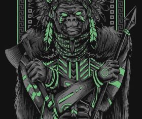 Apache warrior vector T-Shirt illustrations