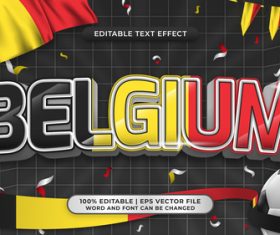 BELGIUM editable text effect comic and cartoon style vector