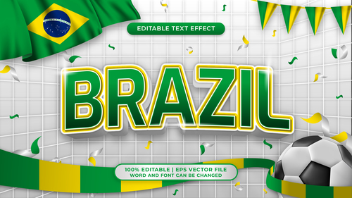 BRAZIL editable text effect comic and cartoon style vector