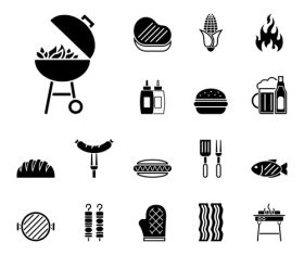 Barbecue icon set vector