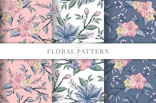 Blooming flower hand drawn pattern background vector