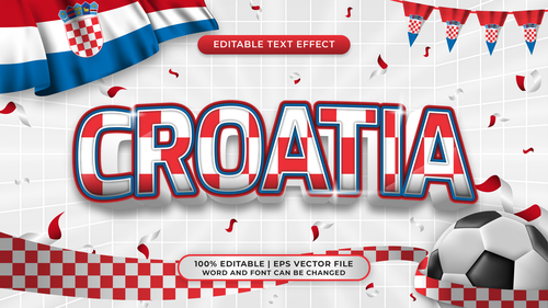 CROATIA editable text effect comic and cartoon style vector