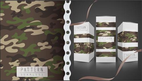 Camouflage and packaging box seamless pattern vector