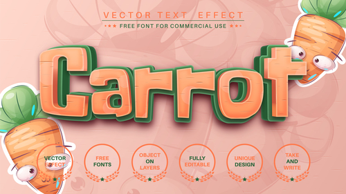 Carrof 3d editable text style vector