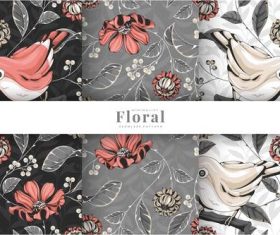 Colorful birds floral pattern vector