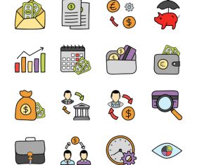 Colorful hand drawn vector collection icons