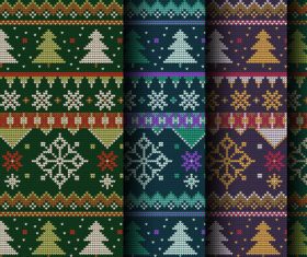 Colorful knitted decorative seamless patterns vector