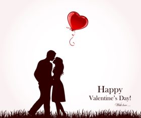 Couple and red balloon vector
