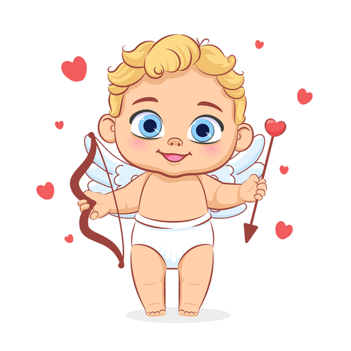 Cupid cartoon background vector