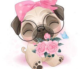 Cute puppy cartoon vector