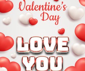 Cute valentines day poster event template vector