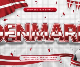 DENMARK editable text effect comic and cartoon style vector