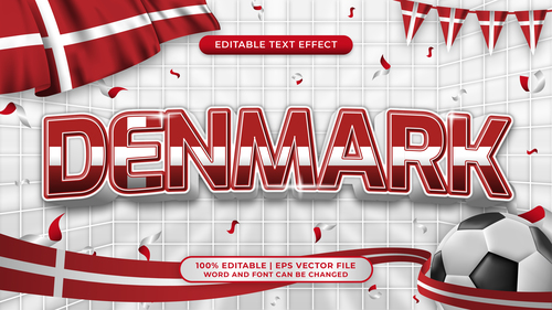 DENMARK editable text effect comic and cartoon style vector
