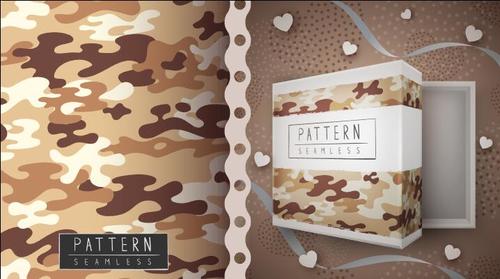 Desert camouflage and packing box seamless pattern vector