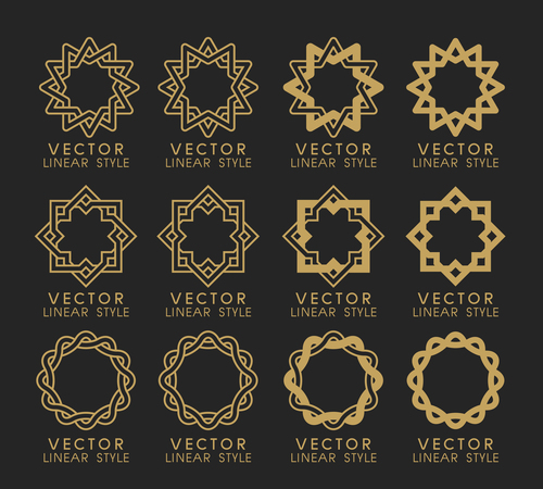 Different geometric golden linear style vector