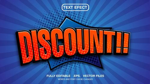Discount 3d editable text style vector