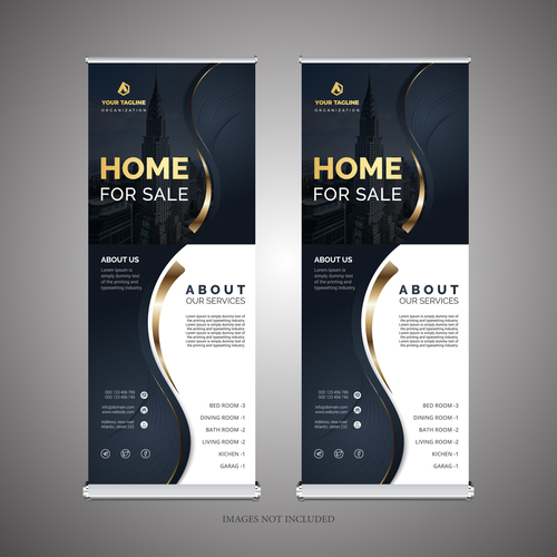 Editable roll up banner template vector
