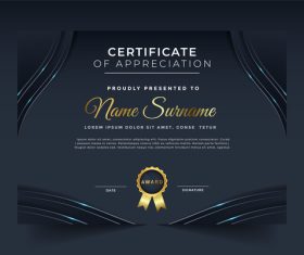 Elegant dark gold diploma certificate template vector