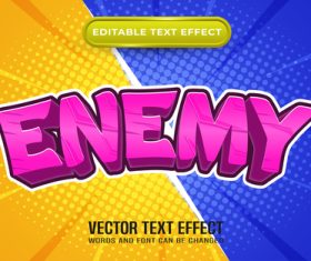 Enemy editable text effect comic and cartoon style vector