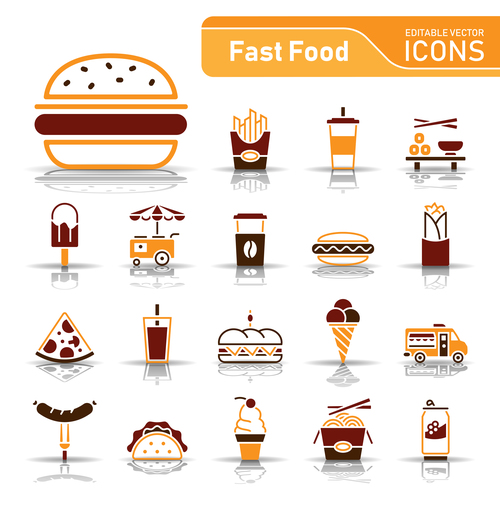 Fast food icon set vector