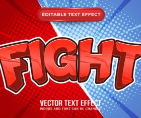 Fight editable text effect comic and cartoon style vector