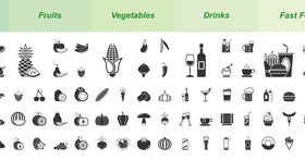 Food drinks query icon set vector